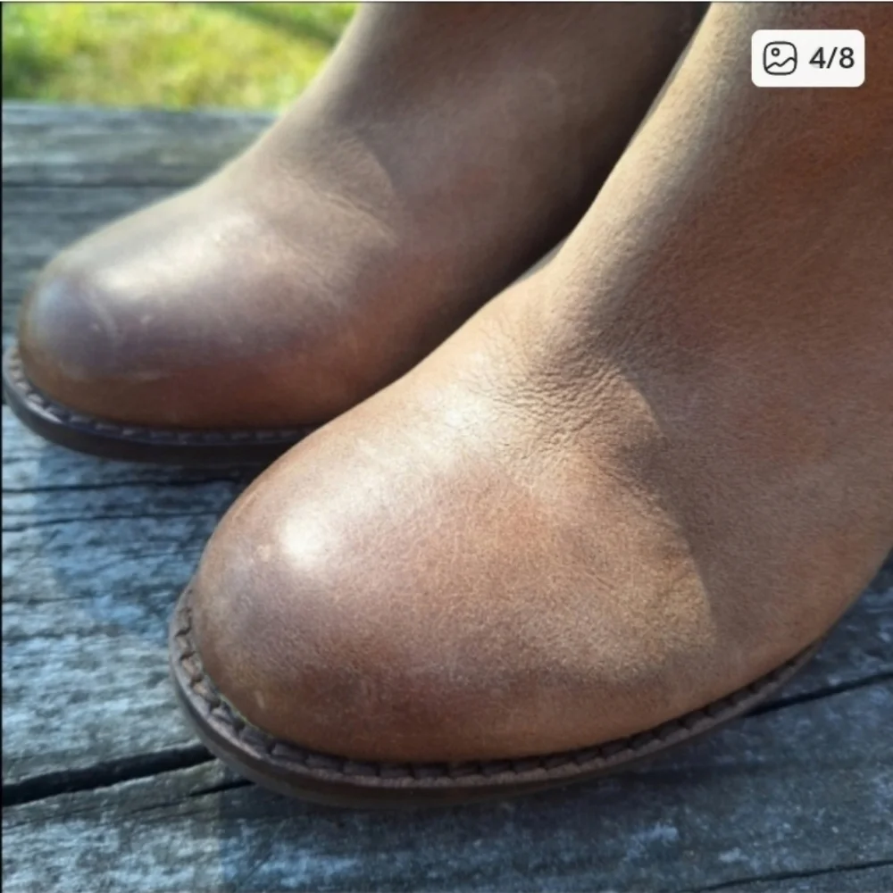 OLUKAI Tan Brown Leather Ankle Boots